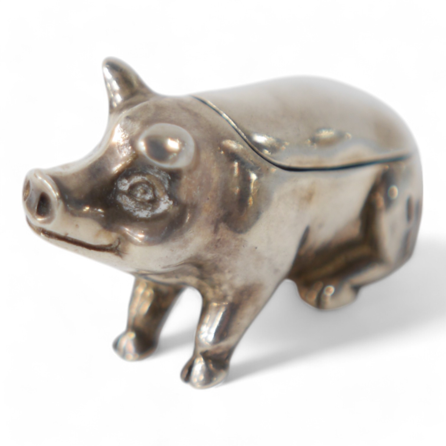 A modern silver pig condiment, Chamberlain Clarke Partnership, London, 1998, 46mm, 54 grams, Condition - fair to good